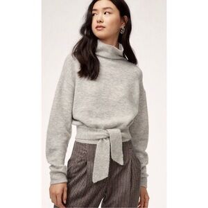 Ariztia Wilfred Lorin Knot Turtleneck Cashmere Wool Blend Tie Sweater